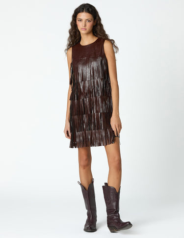 BROWN FRINGED DRESS