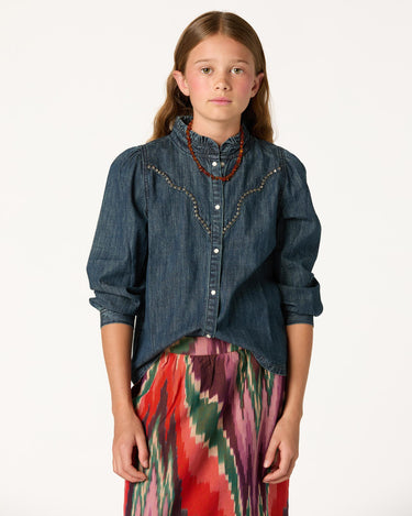 CAMISA DENIM TACHAS DARK BLUE