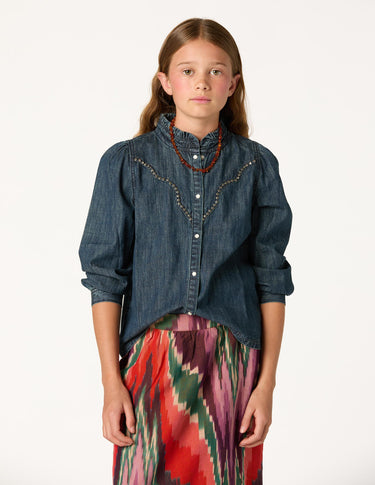 CAMISA DENIM TACHAS DARK BLUE