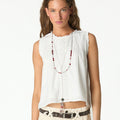 WHITE DRAWSTRING TOP