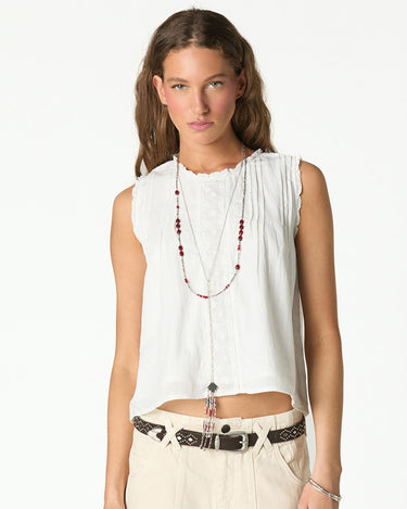 WHITE DRAWSTRING TOP