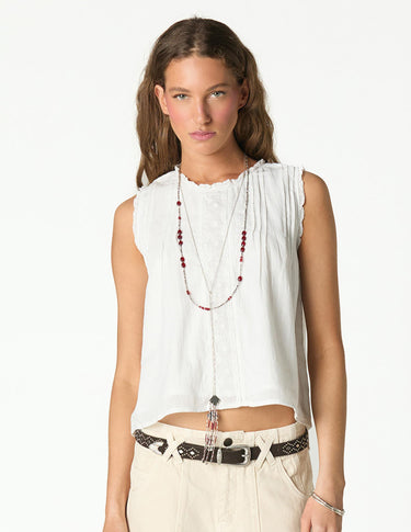 WHITE DRAWSTRING TOP