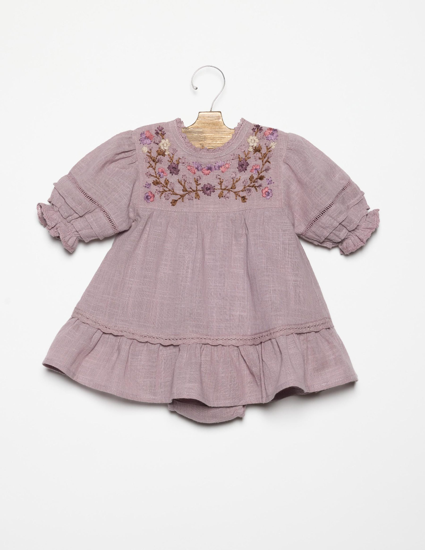 EMBROIDERED SMOKE FLOWER DRESS