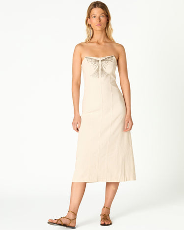 STUDDED STRAPLESS WHITE DRESS