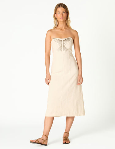 STUDDED STRAPLESS WHITE DRESS