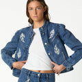 EMBROIDERED DENIM JACKET BLUE