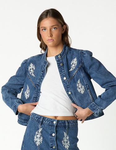 EMBROIDERED DENIM JACKET BLUE