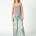 BLUE PRINT DENIM TROUSERS