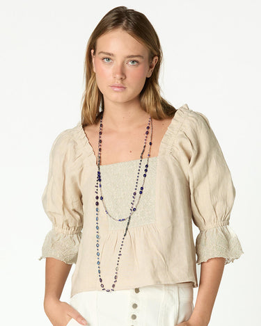LINEN LACE CAPPUCCINO SHIRT
