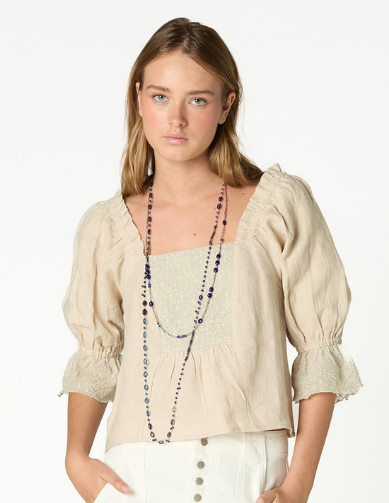 LINEN LACE CAPPUCCINO SHIRT
