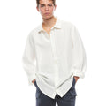 White linen V-neck shirt