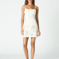 EMBROIDERED DRESS WITH BUTTONS ECRU