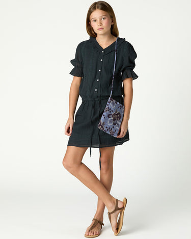 RUFFLED ANTHRACITE DRESS