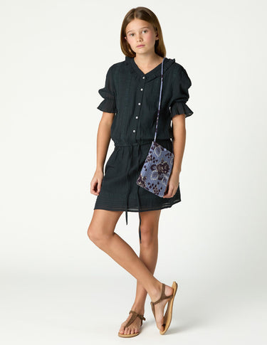 RUFFLED ANTHRACITE DRESS