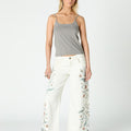 WHITE PRINT DENIM PANT