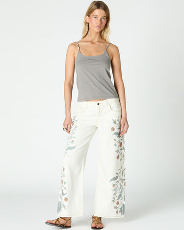 WHITE PRINT DENIM PANT