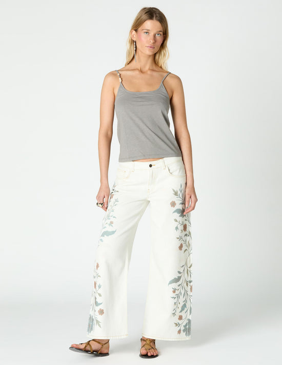 WHITE PRINT DENIM PANT