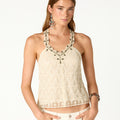 VINTAGE EMBROIDERED ECRU TOP
