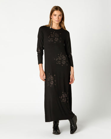 VESTIDO FLOR STRASS BLACK