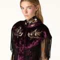 BURGUNDY EMBROIDERED VELVET CAPE
