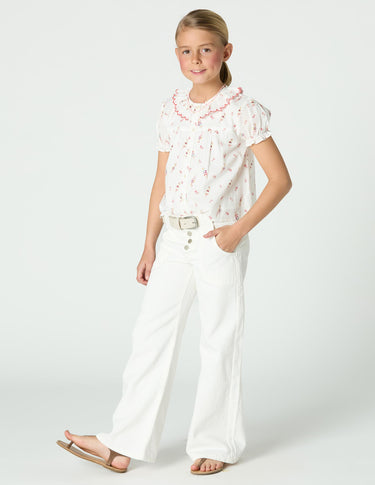 WHITE DENIM TROUSERS WITH POCKETS