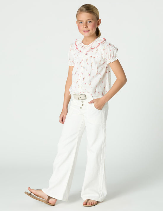 WHITE DENIM TROUSERS WITH POCKETS