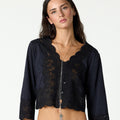 ANTHRACITE LACE BUTTON-UP SHIRT