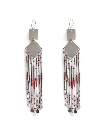 PENDIENTES CUADRADO ROJO - ACERO INOXIDABLE