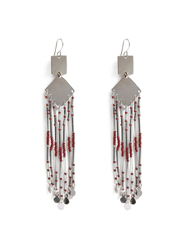 PENDIENTES CUADRADO ROJO - ACERO INOXIDABLE