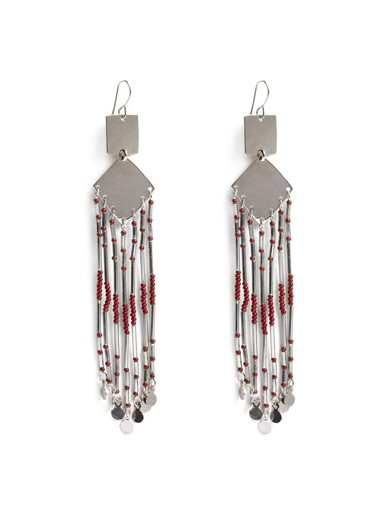 RED SQUARE EARRINGS - STAINLESS STEEL