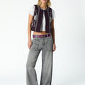 LIGHT GREY DENIM BUTTON WAISTBAND