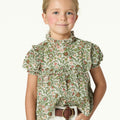 FLORAL PRINT SHIRT GREEN STITCHING