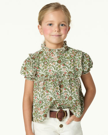 FLORAL PRINT SHIRT GREEN STITCHING