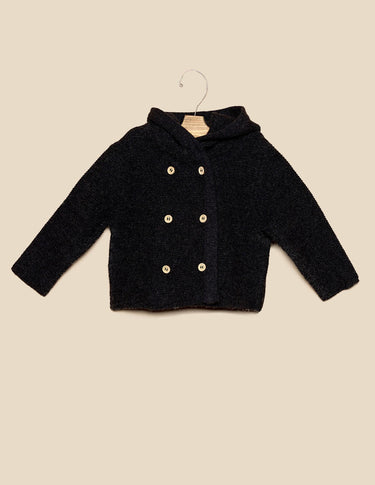 KNITTED HOODED COAT GREY