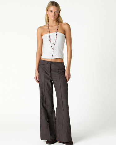BROWN WAISTBAND TROUSERS WITH DRAWSTRING
