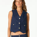 BLUE STRIPED DENIM VEST