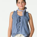 TOP LACE BUTTONS BLUE
