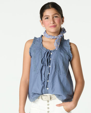 TOP LACE BUTTONS BLUE