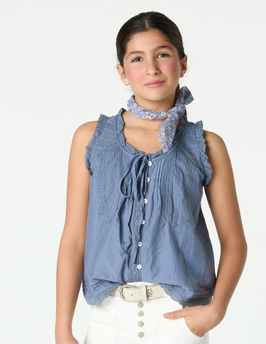 TOP LACE BUTTONS BLUE