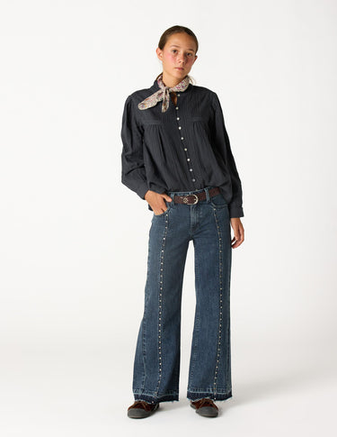 PANTALÓN DENIM DESFLECADO DARK BLUE