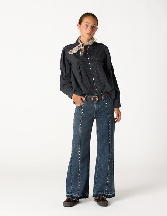 PANTALÓN DENIM DESFLECADO DARK BLUE