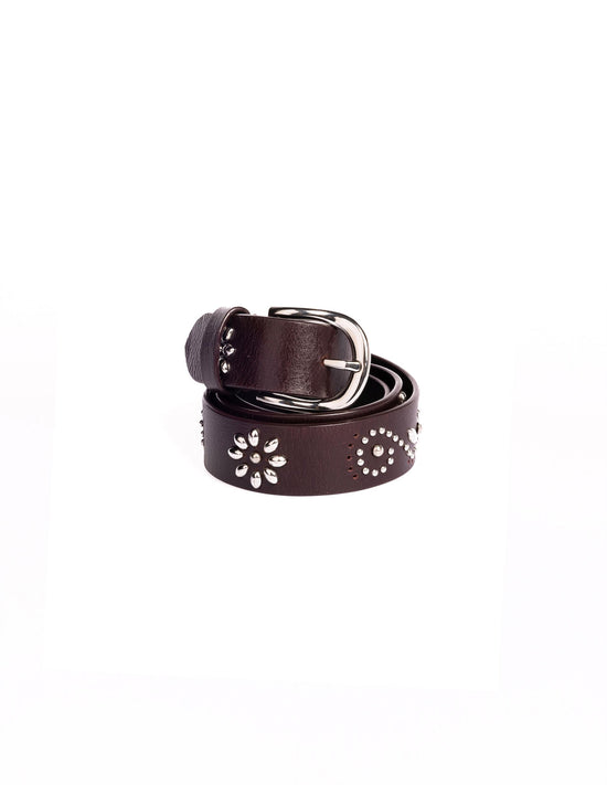 BURGUNDY STUDDED BELT