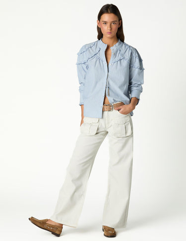 BEIGE CARGO POCKET TROUSERS