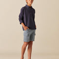 BLUE STRIPED CARGO SHORTS
