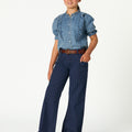 BLUE STRIPED DENIM TROUSERS
