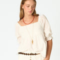 GATHERED PUFF SLEEVE SHIRT WHITE