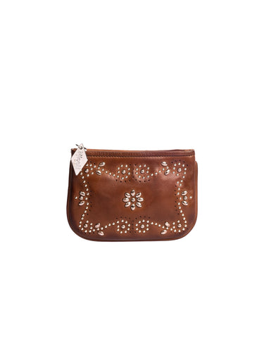 STUDDED PURSE BROWN