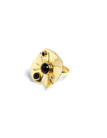 BLACK FLOWER RING