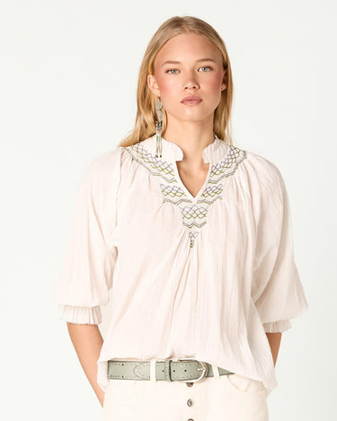 ECRU SHIRT GREEN HIVE