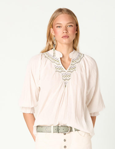 ECRU SHIRT GREEN HIVE